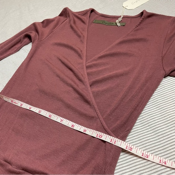 🇺🇸W15-16 ENZA COSTA Silk Rib Overlap Long Sleeve Bodysuit - Picture 5 of 8